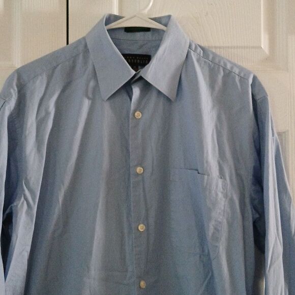 Perry Ellis Portfolio Stain Resistant blue button down dress shirt  Sz 15  32/33 - Picture 3 of 6
